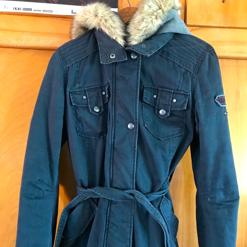 Buffalo winter coat with faux fur and faux hoodie